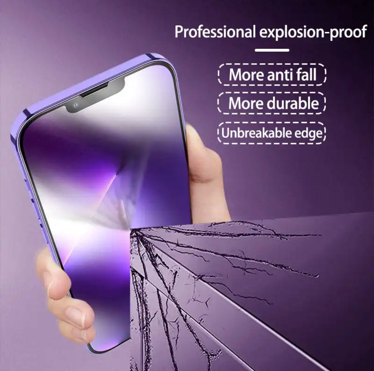 PJun Branded Violet Anti-Blue Light Glass Screen Protector 3pcs- iPhone