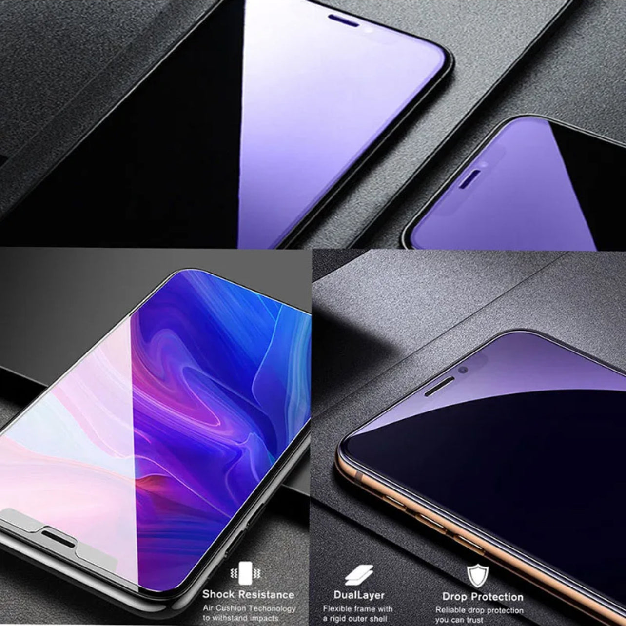 PJun Branded Violet Anti-Blue Light Glass Screen Protector 3pcs- iPhone