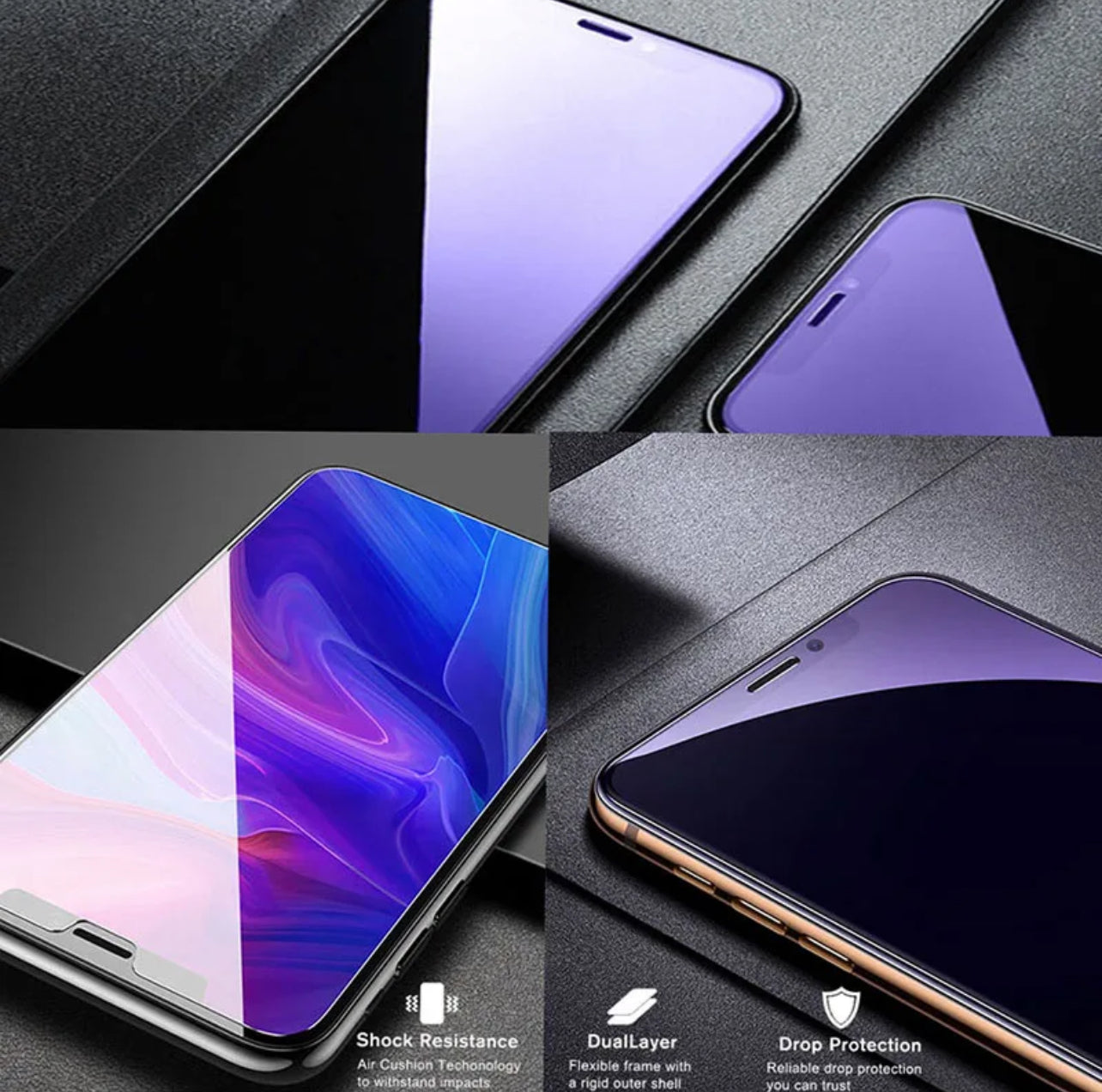 PJun Branded Violet Anti-Blue Light Glass Screen Protector 2pcs- iPhone