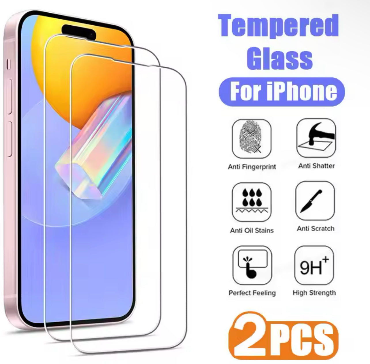 PJun Branded Premium 9H Clear Full Coverage ShatterProof Glass Screen Protector- 2pcs iPhone 16 Series 2024