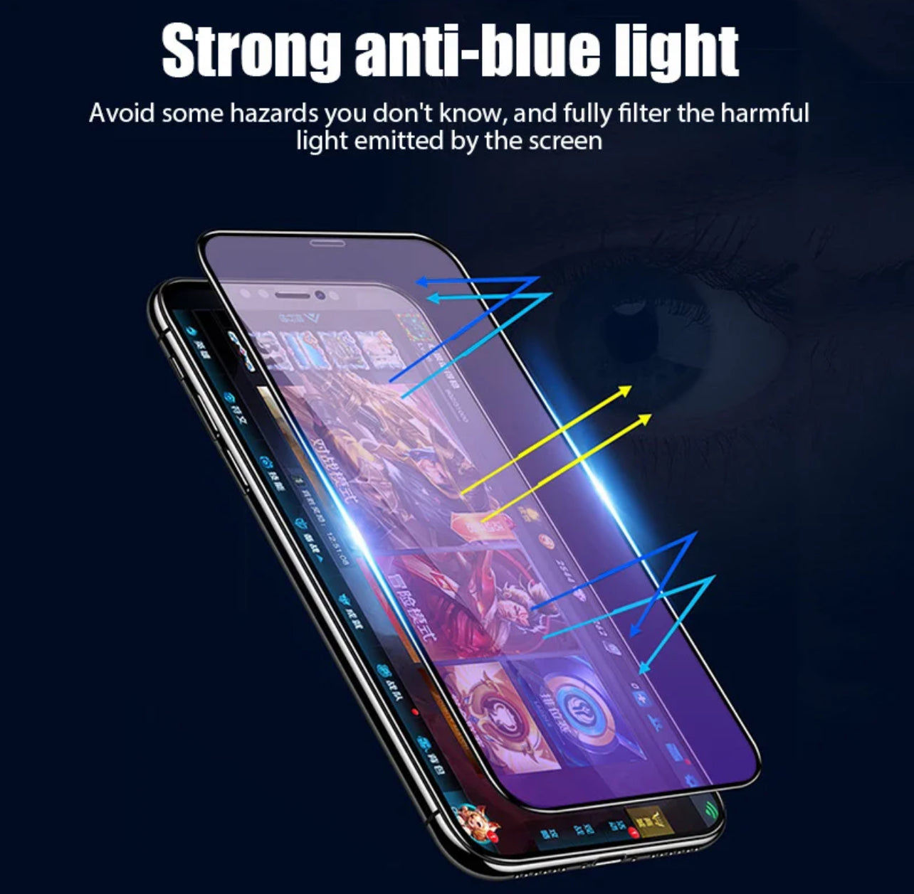 PJun Branded Violet Anti-Blue Light Glass Screen Protector 1pc- iPhone