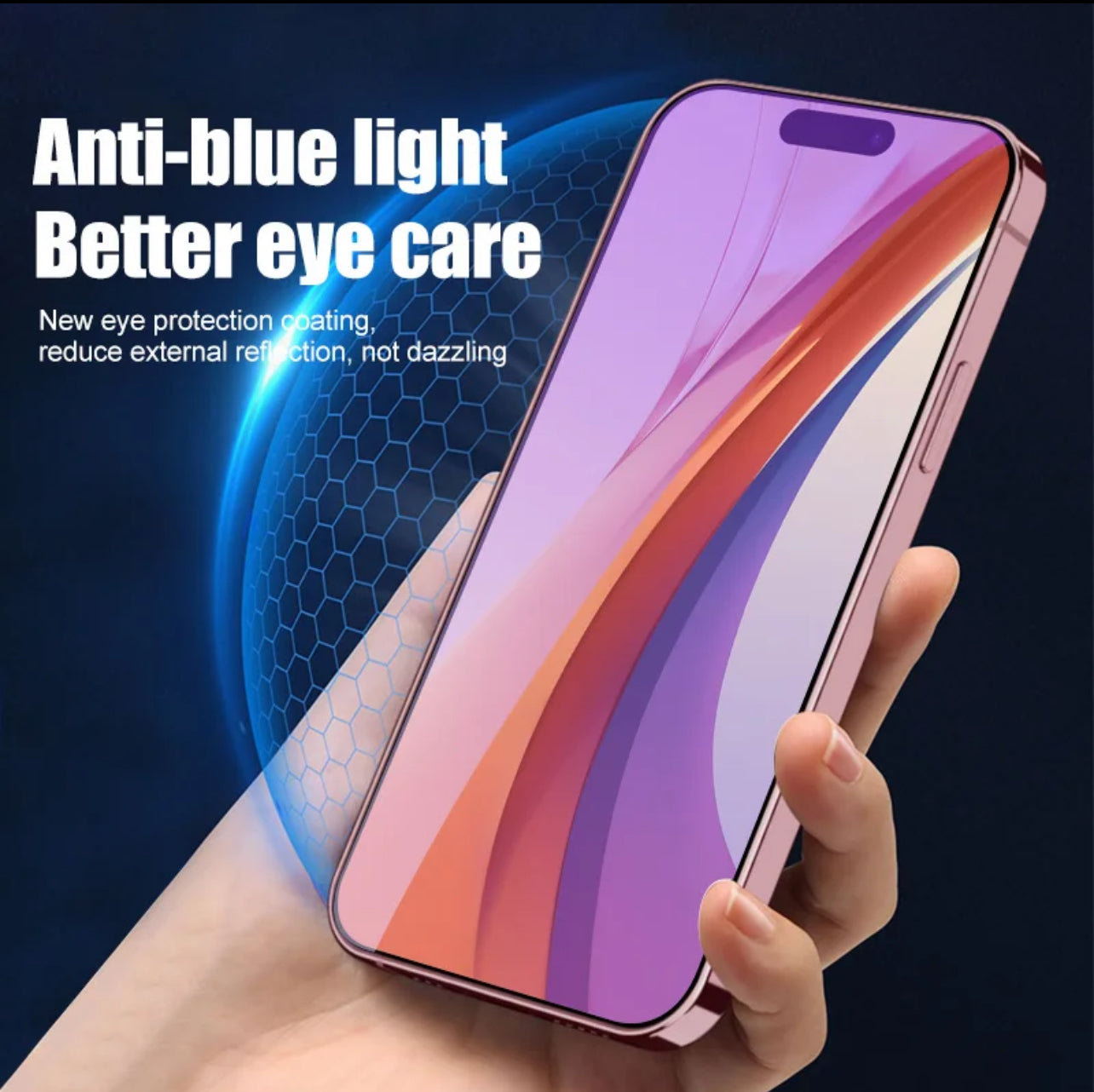 PJun Branded Violet Anti-Blue Light Glass Screen Protector 3pcs- iPhone