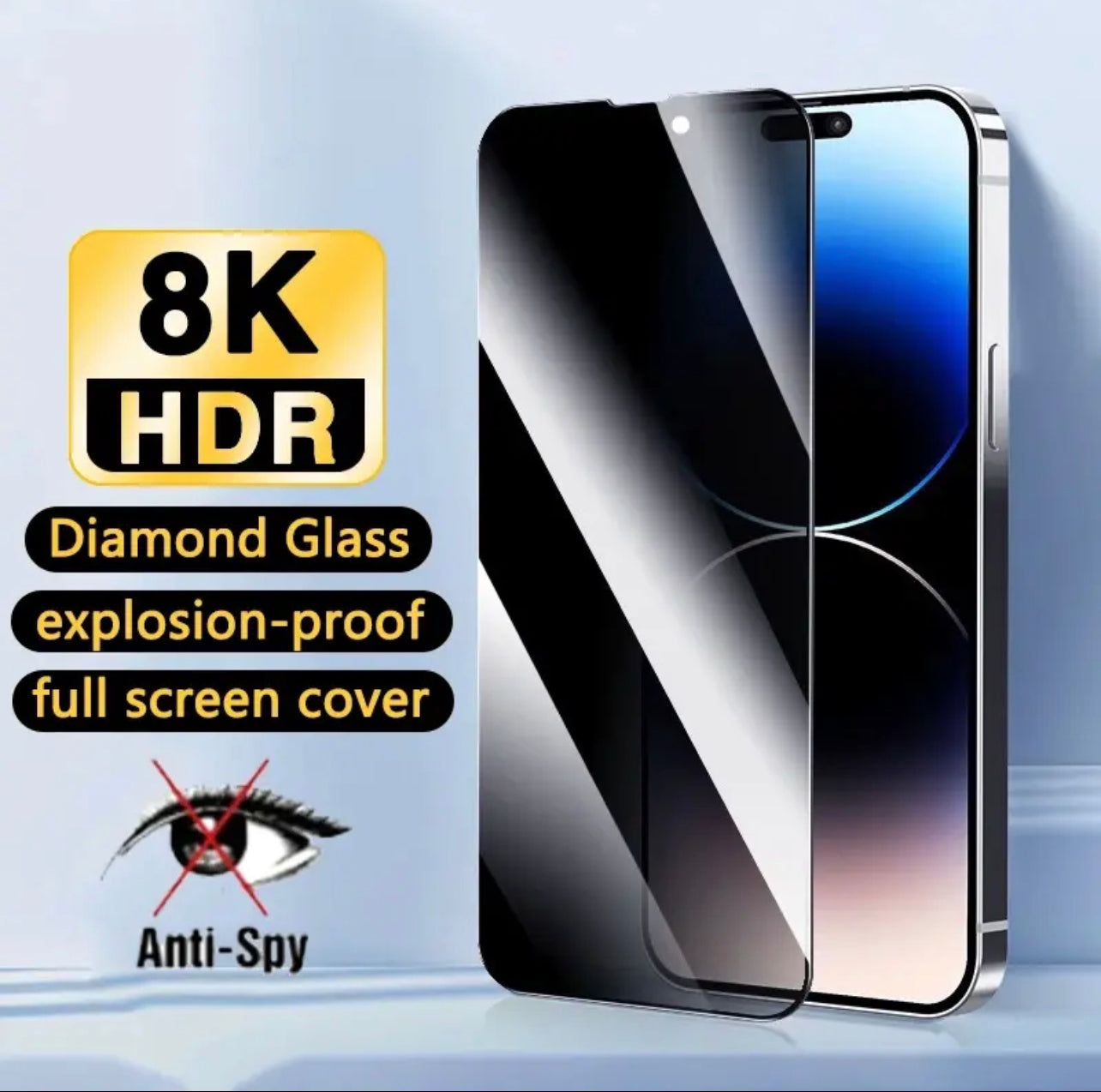 Premium Boundless Full Coverage 30 Degree 9H ShatterProof Privacy Glass Screen Protector 1 Piece- for Apple iPhone 15 Series