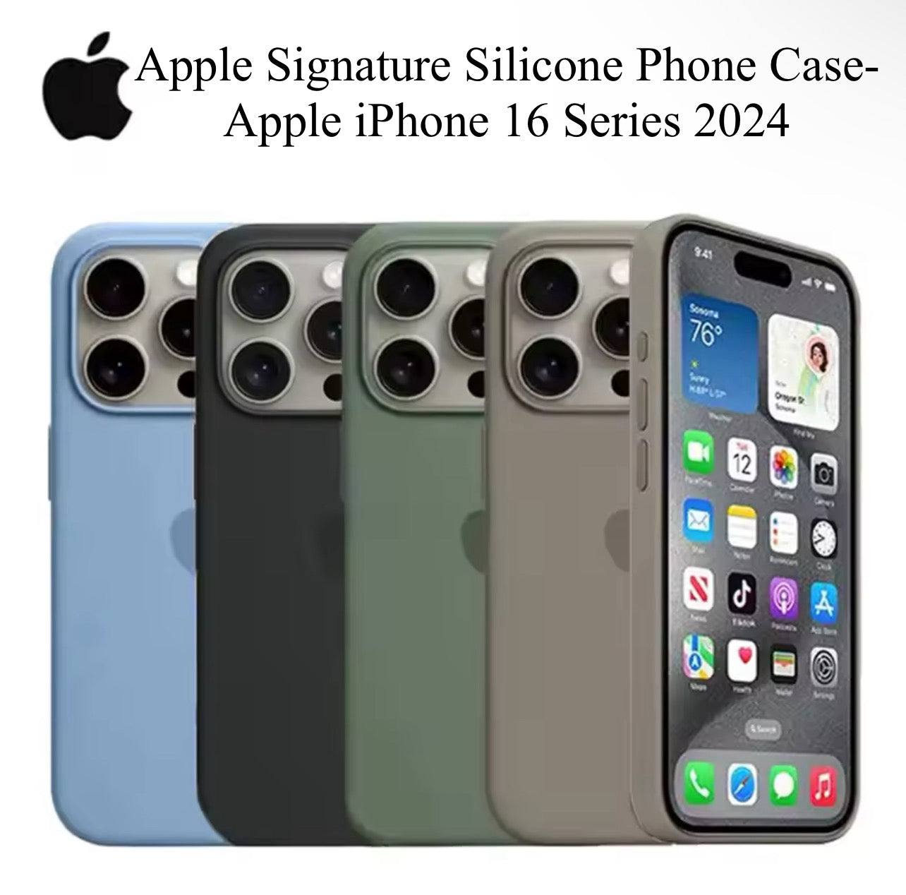 Apple Signature Silicone Phone Case- for Apple iPhone 16 Series 2024