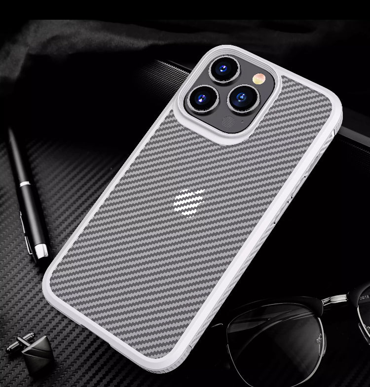 Simplicity Casual Commuters Carbon Fibre Hardshell TPU Phone Case- for Apple iPhone 14 Series - Super Savings Technologies Co.,LTD 