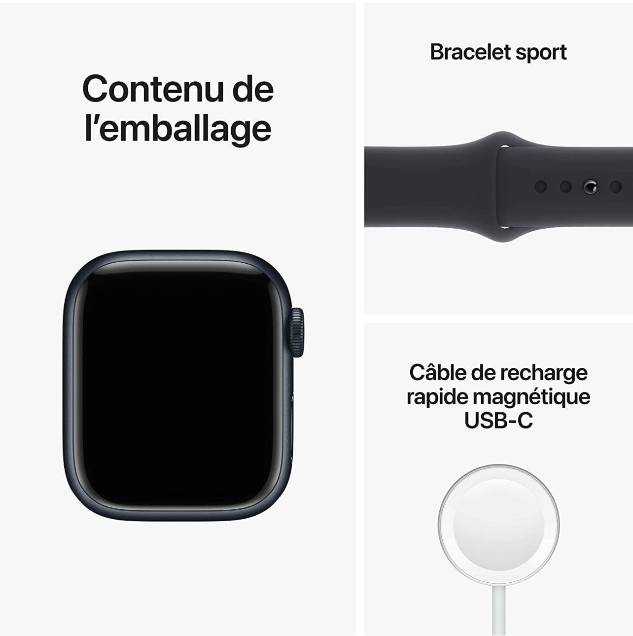 （全新密封）Apple Watch Series 7（GPS）41 毫米或 45 毫米全新午夜黑色带运动表带（型号 A2474）