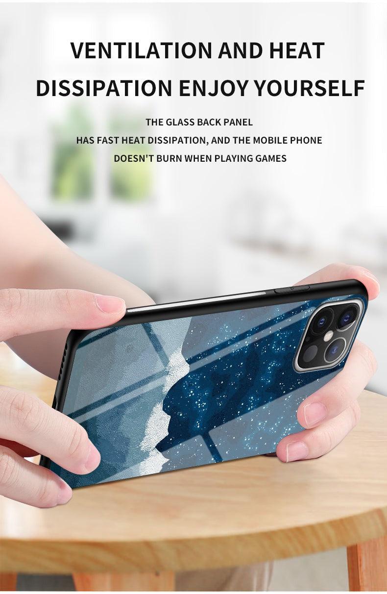 Premium Galaxies Designers Tempered Glass Phone Case - for New Apple iPhone 13Mini/13/13Pro/13ProMax - Super Savings Technologies Co.,LTD 