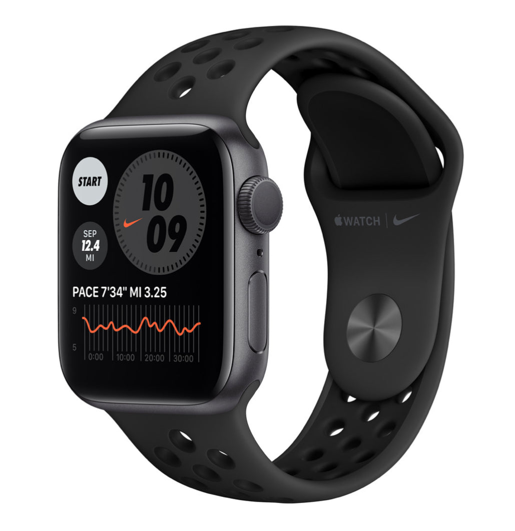 (New Open Box) Apple Watch Special Nike Series 6 GPS, 40mm or 44mm Space Gray Aluminum Case with Anthracite/Black Nike Sport Band (Model A2291) - Super Savings Technologies Co.,LTD 