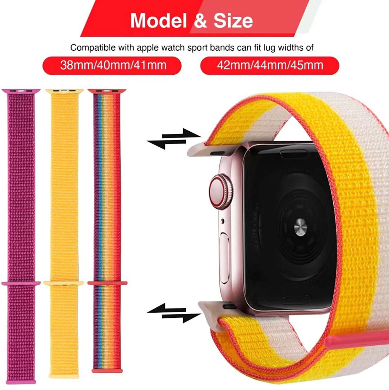 Premium Multi-Colour Nylon Sport Watch Bands- for selected Apple Watch in 38mm/40mm - Super Savings Technologies Co.,LTD 