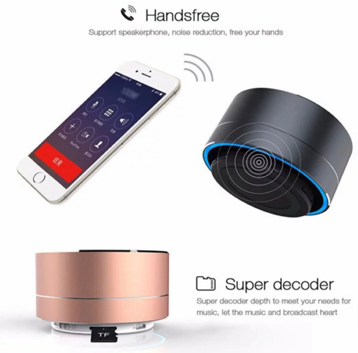 Premium A10 New Technology Fashion Mini Bluetooth Speaker with Studio Sounds Quality- Professional Gold Colour - Super Savings Technologies Co.,LTD 