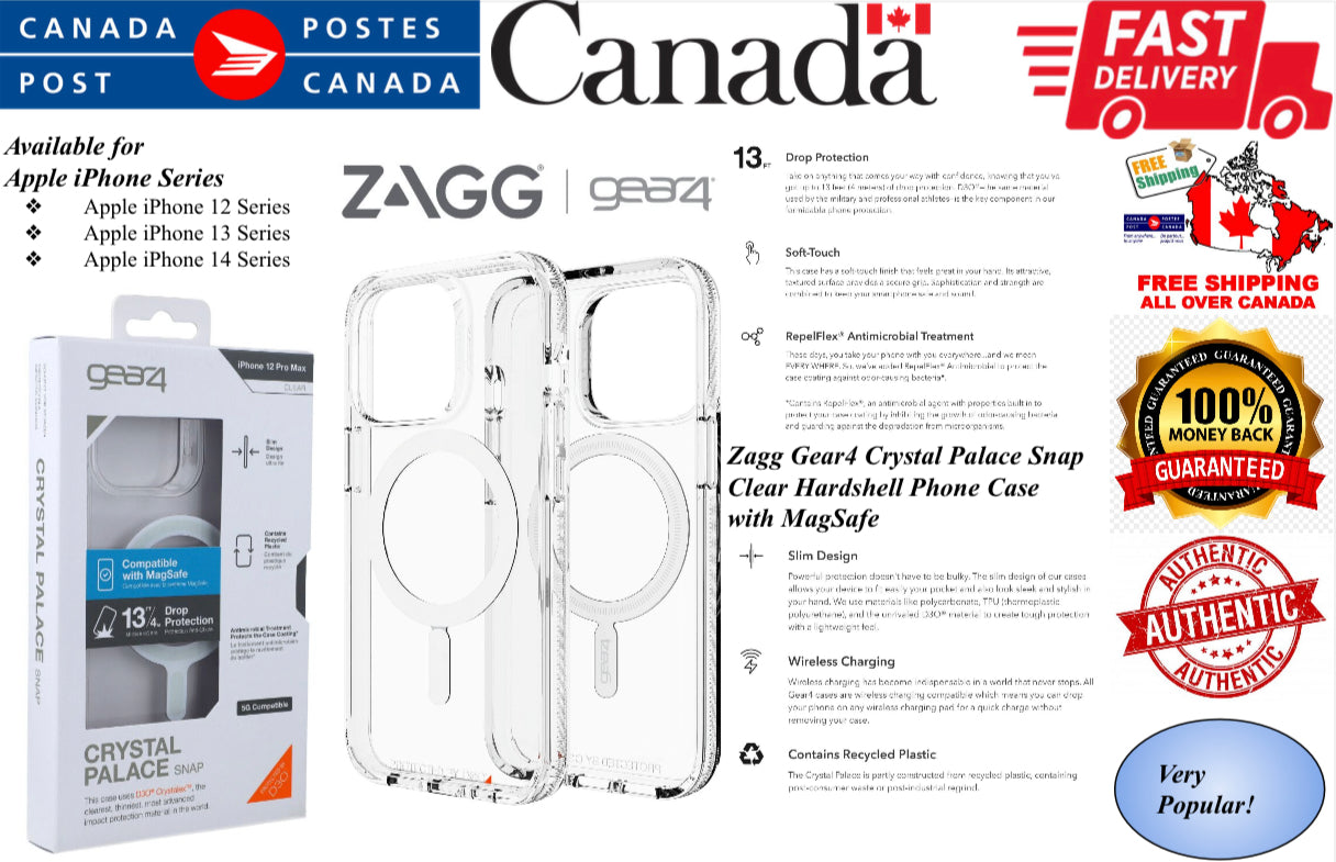 ZAGG Gear4 Crystal Palace Snap Clear Hardshell Phone Case with MagSafe- for Apple iPhone Series - Super Savings Technologies Co.,LTD 