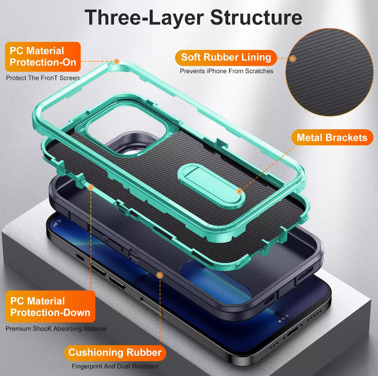 Premium Drop-Protection Style Double-Layers Kickstand Phone Case- for Apple iPhone 14 Series 2022 - Super Savings Technologies Co.,LTD 