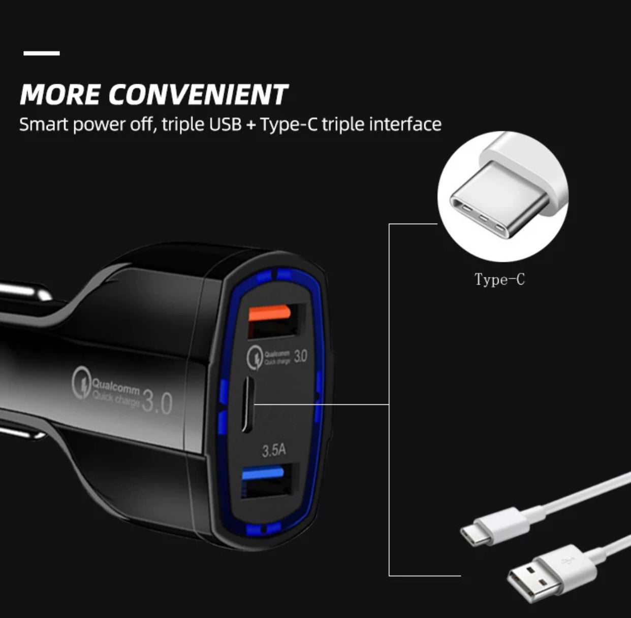 Premium Specialized USBC and Fast Charging USB Car Charger Adapter- White Colour - Super Savings Technologies Co.,LTD 