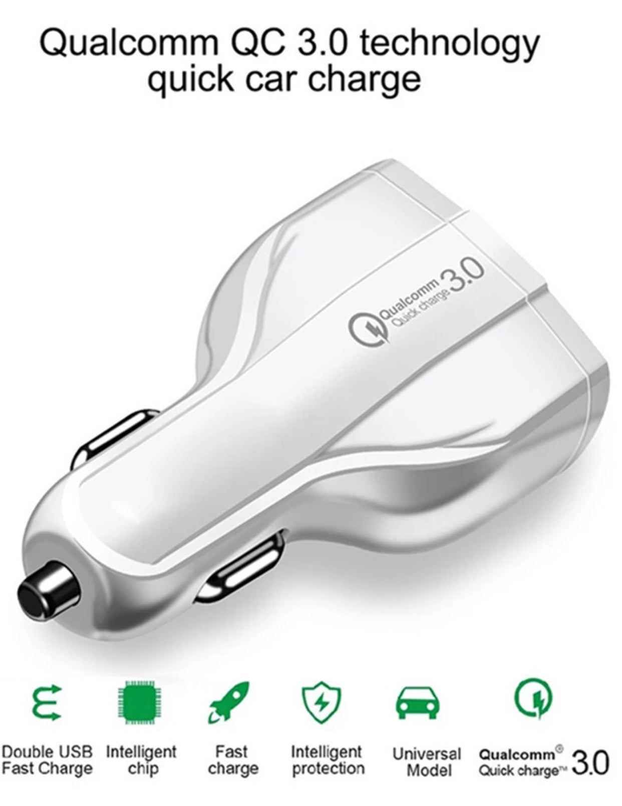 Premium Specialized USBC and Fast Charging USB Car Charger Adapter- White Colour - Super Savings Technologies Co.,LTD 