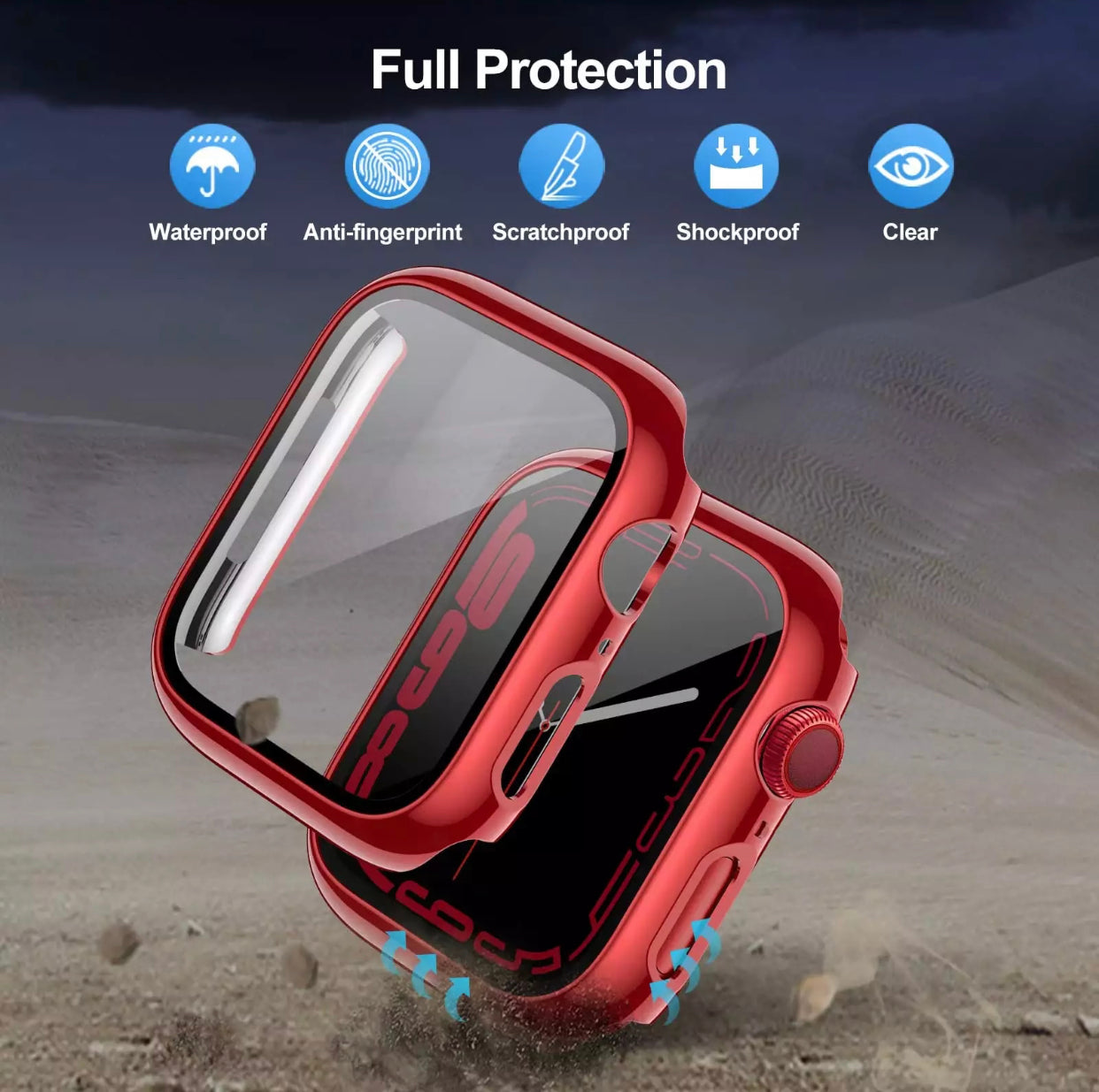 Premium Multi-Colour 2 in 1 Tempered Glass Shockproof Apple Watch Case- for selected New Apple Watch Series 7 45mm - Super Savings Technologies Co.,LTD 