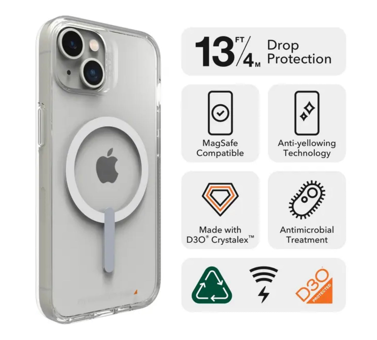 ZAGG Gear4 Crystal Palace Snap Clear Hardshell Phone Case with MagSafe- for Apple iPhone Series - Super Savings Technologies Co.,LTD 