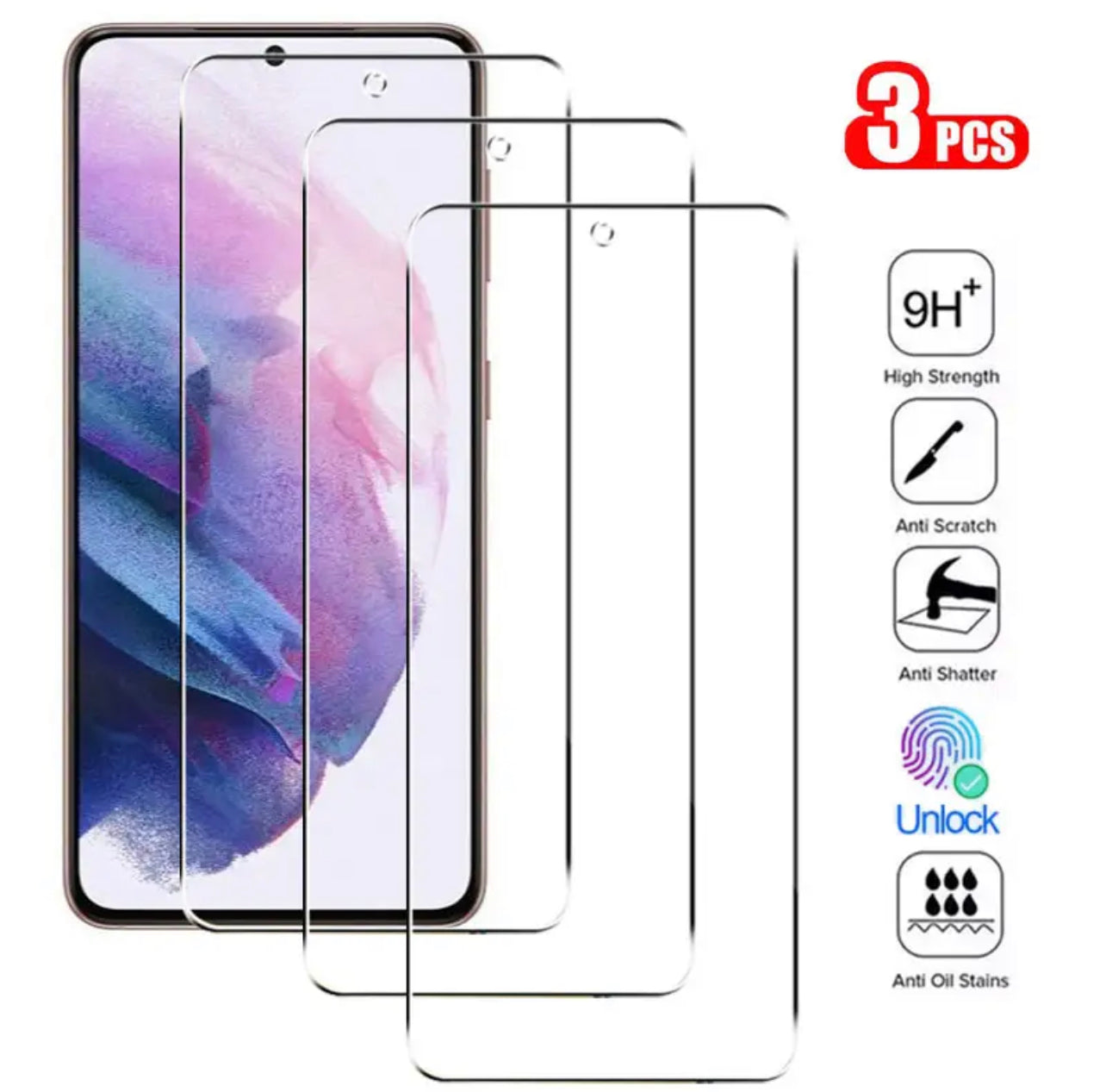 Yamizoo Premium 9H Clear ShatterProof Glass Screen Protector-3pks pour certains modèles Samsung Galaxy