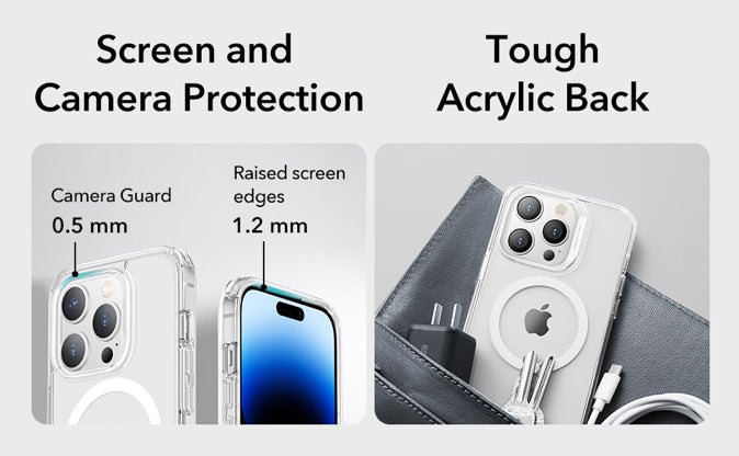 ESR Branded Clear MagSafe Shockproof Hybrid Hardshell Phone Case with HaloLock Feature- for Apple iPhones/14 Series - Super Savings Technologies Co.,LTD 