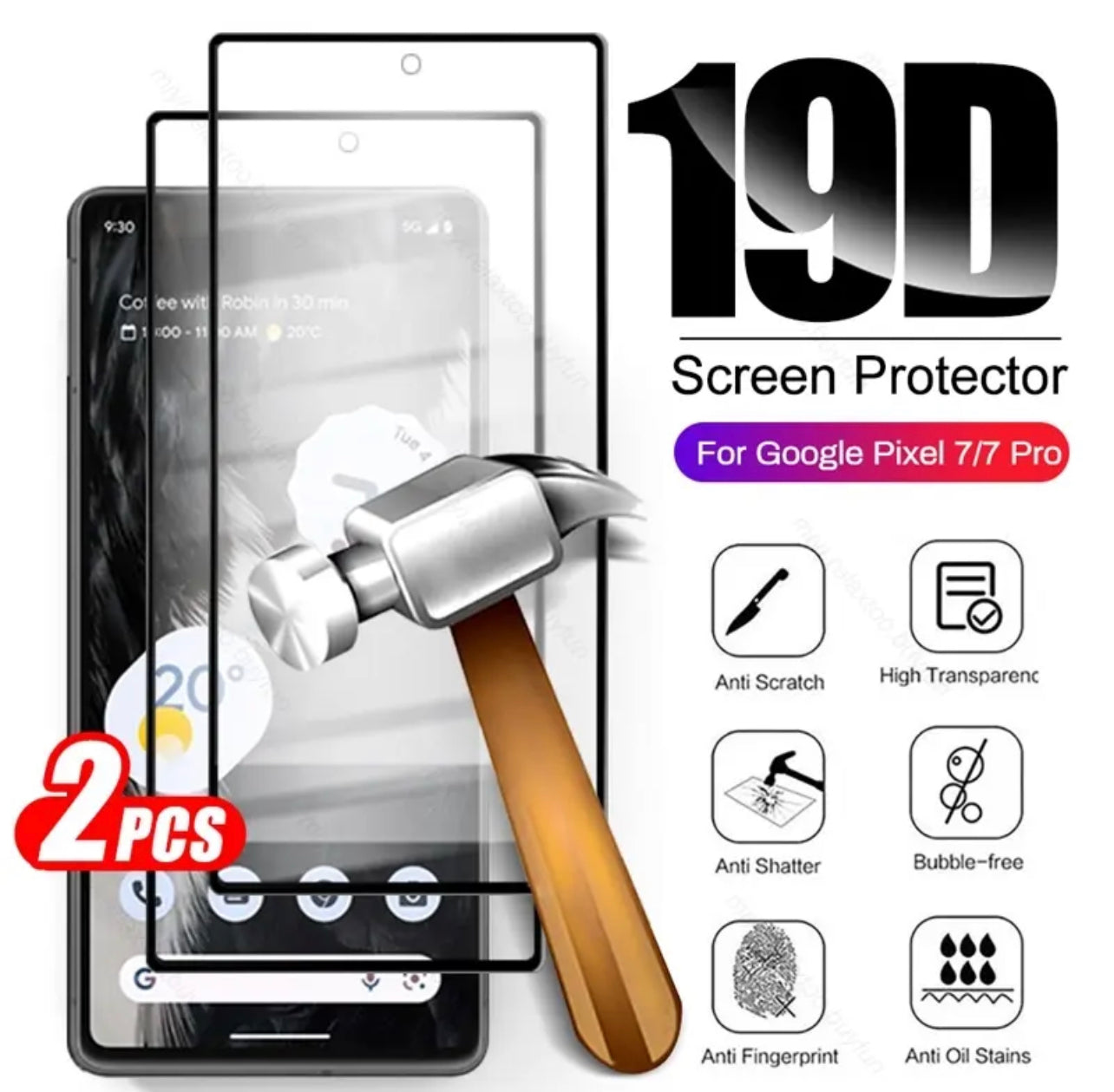 Yamizoo Branded Premium 9H Clear ShatterProof Glass Screen Protector- 2pcs for Google Pixel 7/7Pro - Super Savings Technologies Co.,LTD 