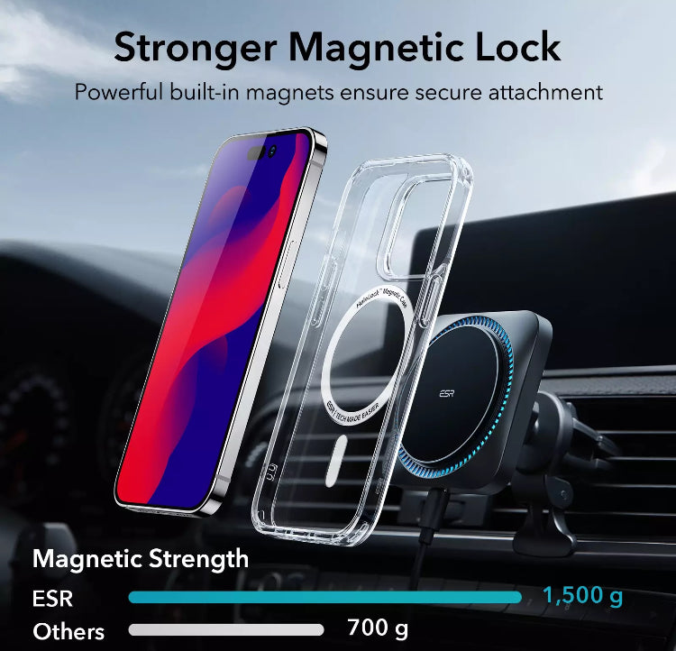 ESR Branded Clear MagSafe Shockproof Hybrid Hardshell Phone Case with HaloLock Feature- for Apple iPhones/14 Series - Super Savings Technologies Co.,LTD 