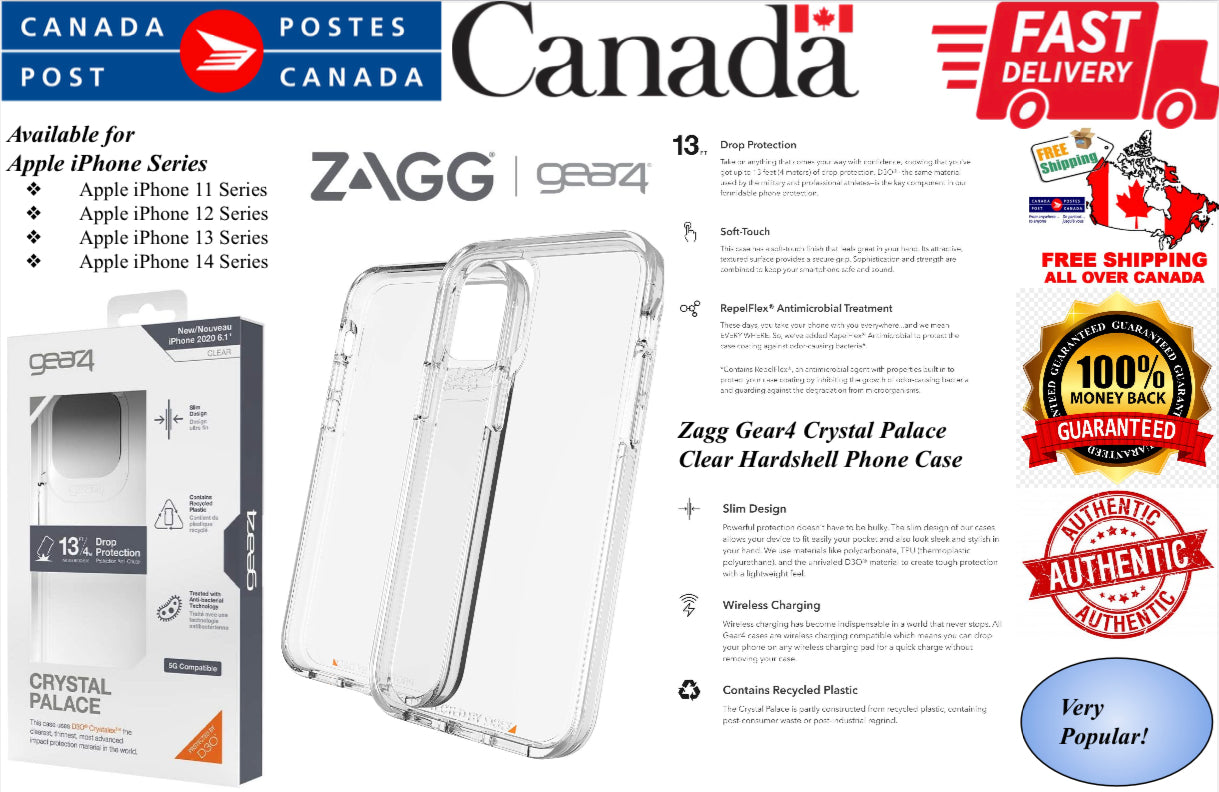 ZAGG Gear4 Crystal Palace Clear Hardshell Phone Case without MagSafe- for Apple iPhone Series - Super Savings Technologies Co.,LTD 