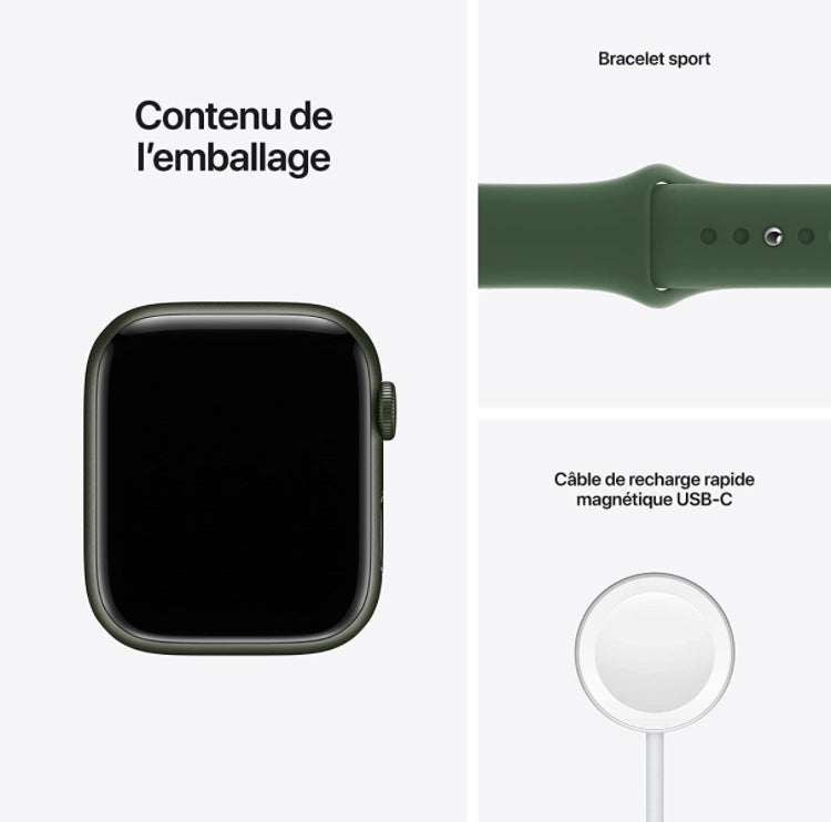 (New Open Box) Apple Watch Series 7 (GPS) 41mm or 45mm New Clover Green with Clover Green Sport Watch Band (Model A2474) - Super Savings Technologies Co.,LTD 