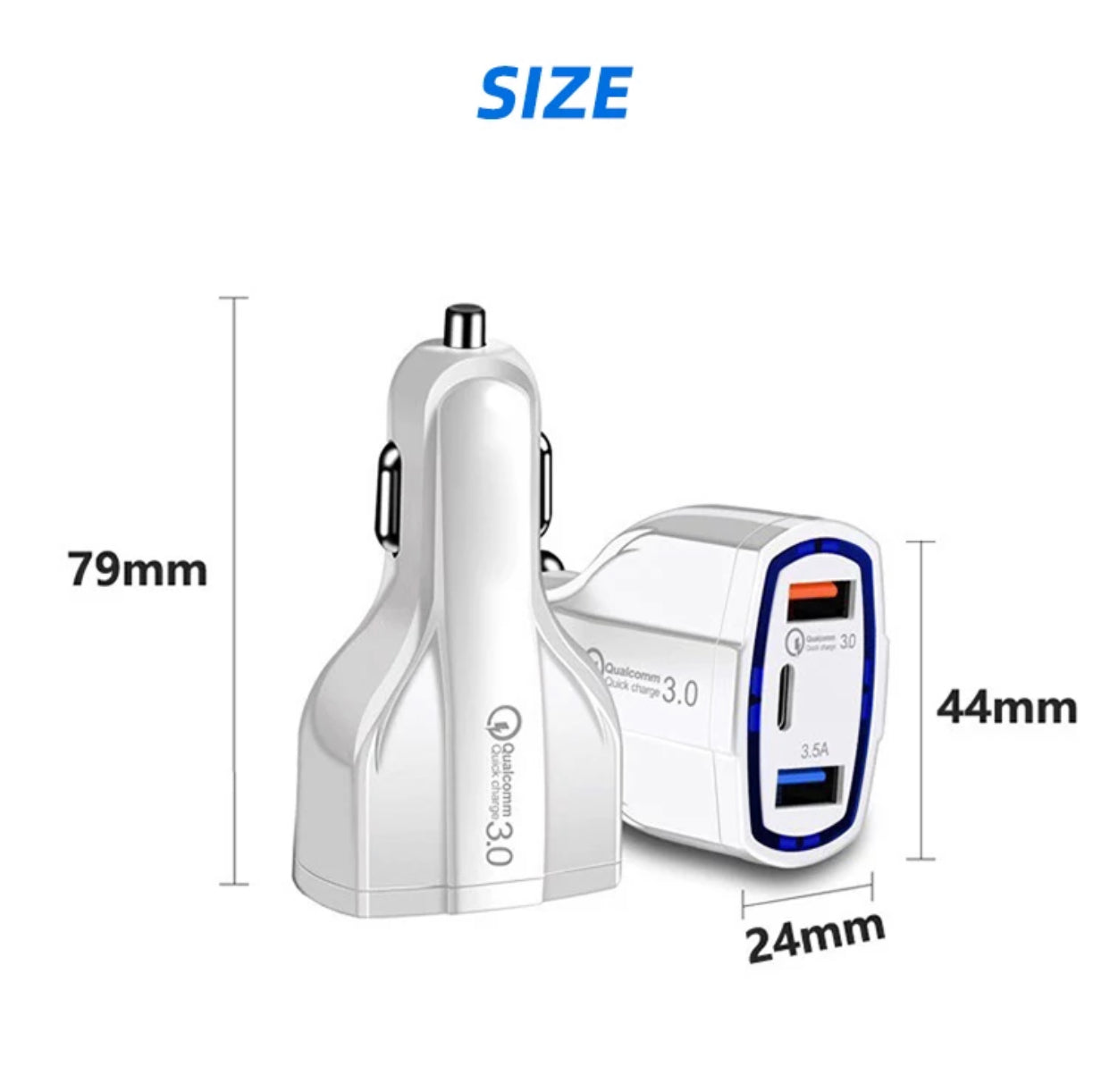 Premium Specialized USBC and Fast Charging USB Car Charger Adapter- White Colour - Super Savings Technologies Co.,LTD 